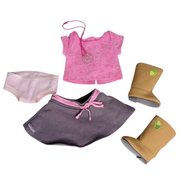 American Girl True Spirit Meet Outfit Doll Top Skirt Boots Panty Necklace Shoes - Picture 2 of 11